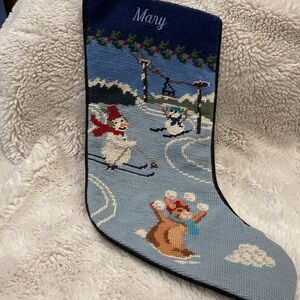 Winter Scene Needlepoint Christmas Stocking